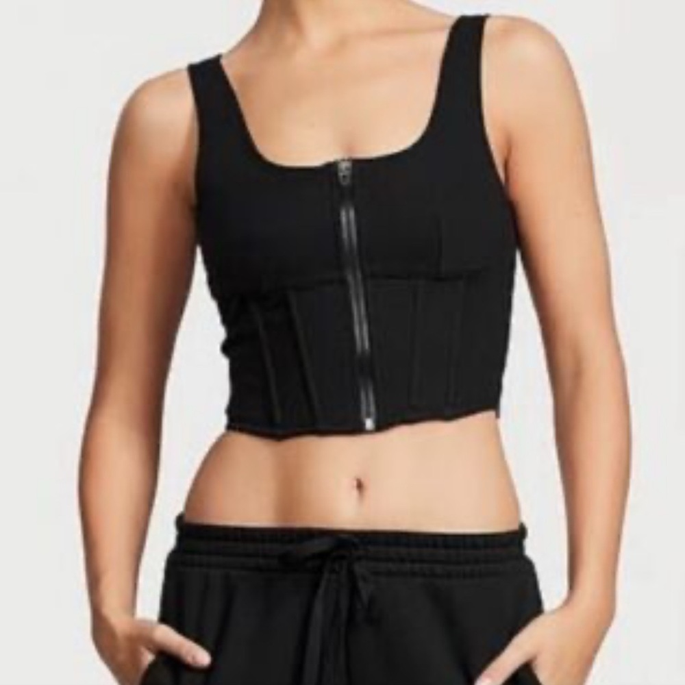 Victoria's Secret Black Zip-Front Cropped Tank